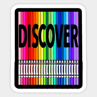 Discover with Markers in Rainbow Color Sticker